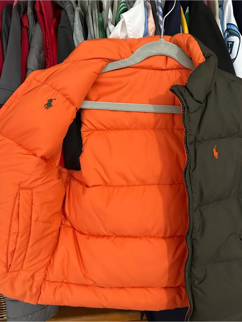 Polo by Ralph Lauren Olive Green or Orange Reversable Puffer Vest